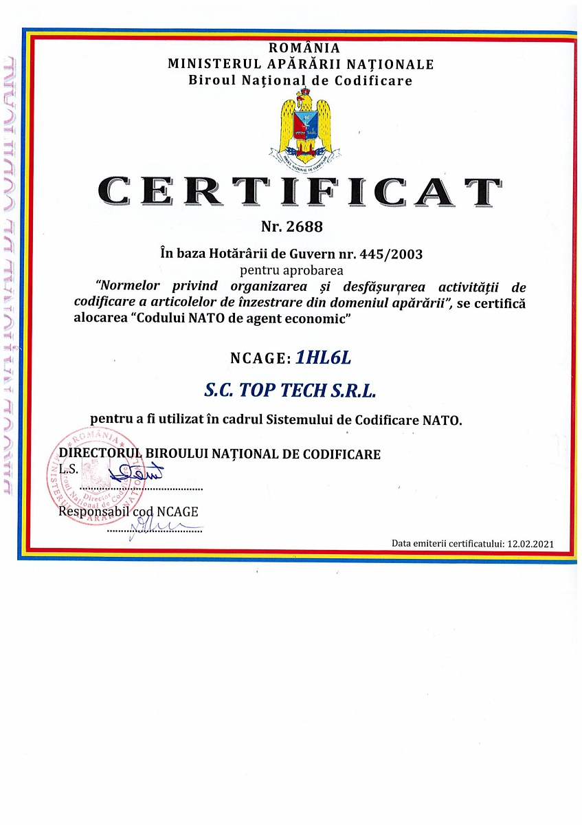 TopTech certificat NCAGE